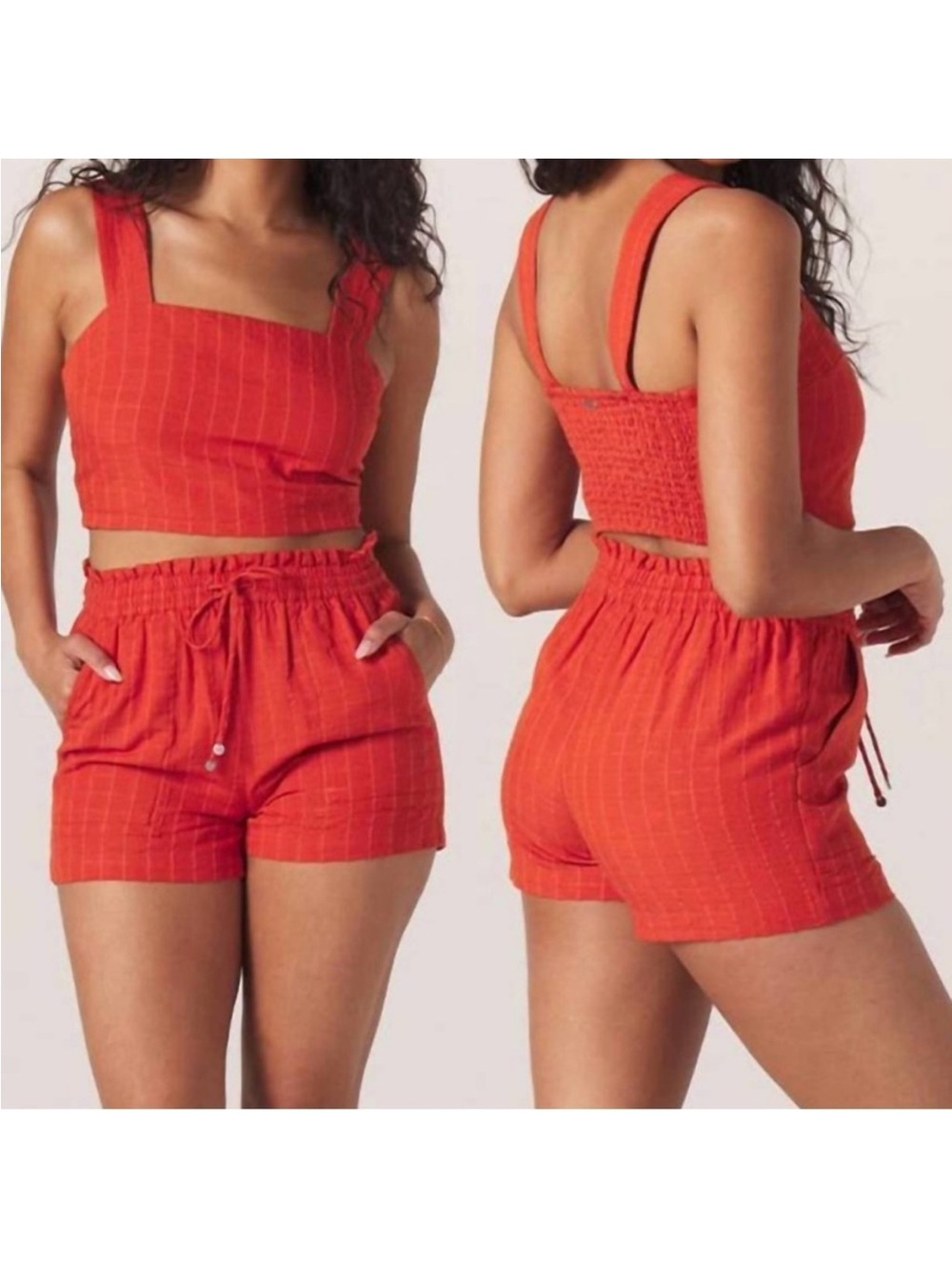 The Normal Brand freshwater paper bag stretchy waist casual orange shorts L